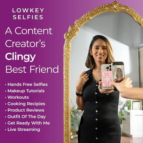 The Clingy Thingy | Magnetic Suction Phone Mount for Creating, FaceTime, Workouts | Phone Suction Grip | Compatible with MagSafe iPhones 16/15/14/13/12 (Pink/White) in Saudi Arabia