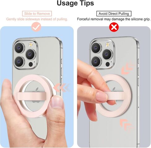 Compatible with Magsafe Phone Grip, Magnetic Silicone Ring Grip for iPhone 16/15/14/13/12 Series, Easy to Install and Remove, Perfect for Daily use and Travel (Pink) in Saudi Arabia