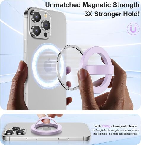 Compatible with Magsafe Phone Grip, Magnetic Silicone Ring Grip for iPhone 16/15/14/13/12 Series, Easy to Install and Remove, Perfect for Daily use and Travel (Pink) in Saudi Arabia