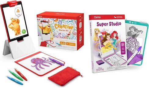 Osmo - Creative Starter Kit & Super Studio Disney Princess for Fire Tablet-Ages 5-12-Creative Drawing, Learn to Draw & Problem Solving/Physics-(Fire Tablet Base Included) 4 Educational Learning Games in Saudi Arabia