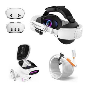 Ransnovo Battery Head Strap 10000mah for Meta Oculus Quest 3 and Quest 3S ، VR Wireless Gaming Earbuds (Dongle Complet