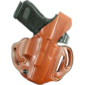 DeSantis Thumb Break Scabbard OWB Holster - Leather Holster, Open Carry Holster, Adjustable, Compatible with the GLOCK 19, 19 Gen 5, 19X, 23, 32, 45 with Reflex Sights - Right Hand Draw, Tan