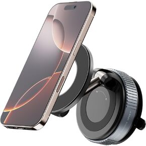 Magnetic Phone Holder for Car – Strong Suction Cup Mount with Vacuum Lock, 360° Rotation, Dashboard & Windshield Compatible, Universal for iPhone, Samsung, Smartphones