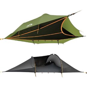 Night Cat Triangle Hammocks 2-Persons: Lay Flat 3 Point Hammock Tent with Bug Net Rainfly 13ft 440 LBS