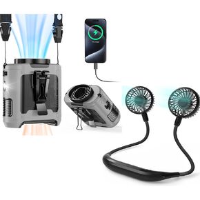COMLIFE 10000mAh Portable Waist Clip Fan & Portable Neck Fan, Battery Powered Personal Wearable Fan for Indoor Outdoor Camping Fishing Jobsite Travel