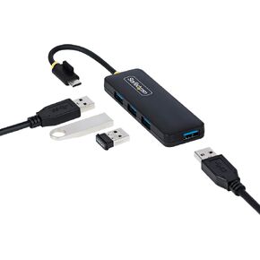 StarTech.com 4-Port USB-C Hub, USB-C to 4X USB-A, Bus Powered, Small Travel Mini Hub, Multi-Port USB 3.0 Splitter, Portable