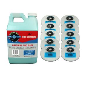 JFJ Polish Compound #1 Blue Half Gallon with 10 JFJ Easy Pro Buffing Pads
