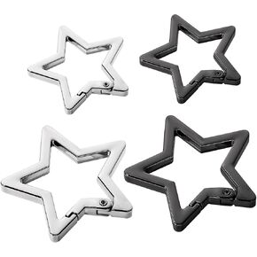Zinc Alloy Heavy Duty Star Shaped Keychain Clip, 4 Pcs Star Shaped Keychain Clip, Star Carabiner Clip, Spring Snap Keychain Clip, Star Carabiner for Camping, Hiking, Fishing