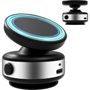 360° Rotating Vacuum Phone Mount, Eelectric Vacuum Magnetic Phone Holder for Car with Suction Cup Base for Gym/Mirror/Smooth Surfaces - Universal Fit for iPhone and All Smartphones