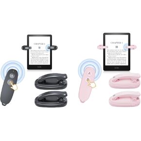 [2 Clips] Page Turner for Kindle Paperwhite E-Readers, Rechargeable Remote Control Page Turner for Kindle Reading Novels/Comic Books, Wireless Kindle Clicker Page Turner, Phone Camera Triggers