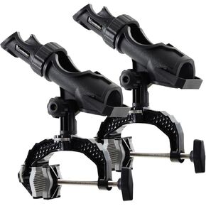Hitorhike Fishing Rod Holder with Aluminum Alloy Base and One-Click Lock System Fits Round Square Tubes 0.59"~4.53" Enlarged Clamp Range for Bank Boat Kayak Fishing Rod Holder
