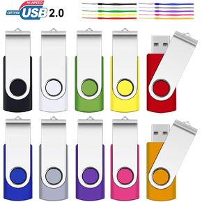 4GB Flash Drive, SRVR Thumb Drives 3 Pack, 4 Gig USB Drive with Lanyards Metal Swivel 4GB USB Memory Stick Pen Drive with LED Indicator(3 Mixed Color)