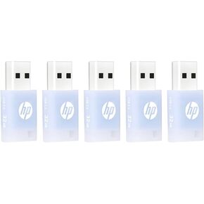 HP 32GB v168 USB 2.0 Delicate Blue Flash Drive –Reliable Portable Storage to Store, Transfer, & Protect Important Data, 5-Pack