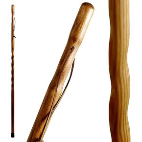 Brazos Handcrafted Wood Walking Stick, Twisted Pine, Trekker Style Handle, for Men & Women, Made in The USA, 55"