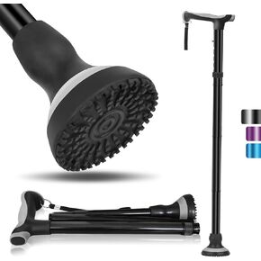 Walking Cane for Seniors Adults,Adjustable Foldable All-Terrain Walking Stick with Storage Bag,Trekking Pole for Outdoor Hiking,Climbing,Lightweight Support for Women Men