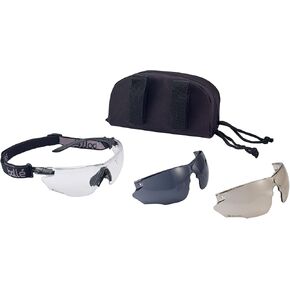 Bollé Safety Bolle Combat Ballistic Parchacles - Clear ، Smoke ، ESP Lens Black Frame ، Green ، Size (Combkitn)