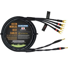 WORLDS BEST CABLES 4 Foot - Canare 4S11 – Audiophile Grade - HiFi Star-Quad Bi-Wire Single Speaker Cable for Center Channel with Eminence Gold Banana & Spade Connectors [Banana x2 – Spade x4]