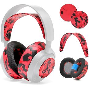 WC Arctis Nova Bundle Pack - Cooling Gel Earpads, Silicone Headband, and Side Speaker Plate Upgrade for Arctis Nova Pro Wireless by Wicked Cushions | Red Camo
