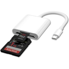 USB C to SD Card Reader for iPhone 1516,[MFi Certified] 2 in 1 Dual Slot USB C to SD/TF Card Camera Memory Card Reader Adapter for iPhone 16/16 Pro /15/15 Pro/15 Pro Max,Quickly Transfer Photo Videos