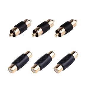 VCE RCA Adapter Gold Plated6 Pack Female to Female & Male to Male Couplers for Phono, Speaker, Amplifier & RCA Cable Extension