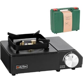 ONLYFIRE Portable Camping Stove with Carrying Case, 4000W Power Butane Stove 3 Burners, Backpacking Camp Stove for Camping, Hiking, RV Trip and Emergency, Black GS336BK