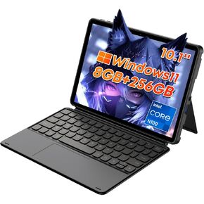CHUWI Hi10 X1 Windows 11 Tablet 10.1", 8GB LPDDR5, 256GB SSD, Intel N100(up to 3.4GHz), 2 in 1 Touchscreen Tablet with Keyboard, WiFi 6, BT 5.2, Dual Camera,1280X800 HD IPS, HDMI,Type C, USB 3.2
