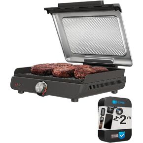 Ninja GR100 Sizzle Smokeless Indoor Grill (Renewed) Bundle with 2 Year Enhanced Protection Pack