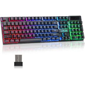 CHONCHOW Wireless Gaming Keyboard, 104 Key Rechargeable Rainbow LED Light Up Wireless Keyboard, for PC PS4 PS5 Xbox One Laptop, Teclado inalámbrico, (G221e)