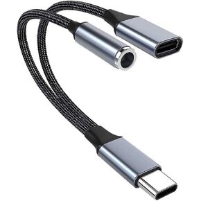 USB C إلى 3.5 مم سماعة الرأس ومحول الشاحن 2 في 1 ، PD 60W شحن سريع ، USB C إلى AUX AUDIO AUDIO ، سلك كبل DACLE DAC DACL