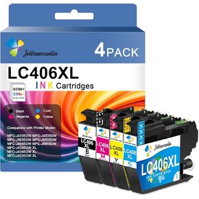 LC406XL Ink Cartridges for Brother Printer Compatible for Brother LC406XL LC406 Ink Cartridge Work with Brother MFC-J4335DW MFC-J4535DW MFC-J4345DW MFC-J5855DW MFC-J6955DW MFC-J6555DW Printer(4 Pack)