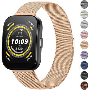 AK Metal Band for Amazfit Bip 5 / GTR 4 Bands - 22mm Stainless Steel Mesh Loop Magnetic Strap for Women & Men