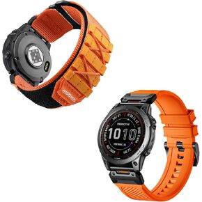 Band Silicone + Tactical Rugged Nylon Band متوافق مع Garmin Fenix ​​6 Band
