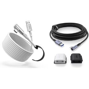 KIWI design 16FT Link Cable Compatible with Quest 3, Quest 2/Pro/Pico 4, Black and Grey-White