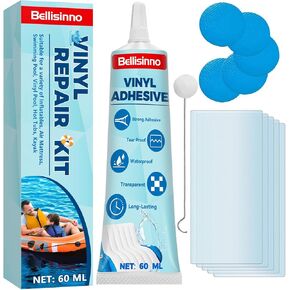 Vinyl Repair Kit, Waterproof and Transparent PVC Glue, Air Mattress Repair Patch Kit for Hot Tubs, Inflatables, PVC, ABS, EVA and Rubber Materials, 60ml