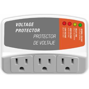 Surge Protector for Refrigerator with 3 Outlets Wall Socket Over/Under Voltage Protection for Home Appliances, 140J Surge Protection for Air Conditioner/TV/PC 120V 15A 1800W