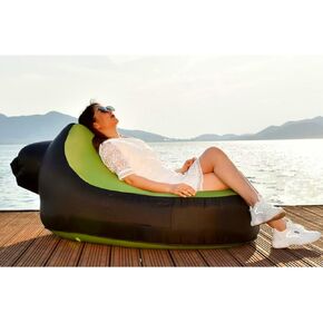 LUTEM Inflatable Couch – Cool Inflatable Chair. Upgrade Your Camping Accessories. Size 126(L)*68(H)*88.5(W) cm Easy Setup is Perfect for Hiking Gear, Beach Chair/Sleeping Bag/picnics/Camping (Green)