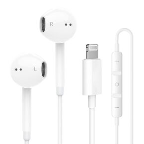 1Pack سماعات سلكية لسماعات الأذن iPhone مع موصل Lightning (التحكم في الميكروفون المدمج) [معتمد الرسمي] سماعات الرأس المتوافقة مع iPhone 14/13/21/SE/11/XR/XS/X/7/7PLUS/8/8PLUS دعم جميع iOS