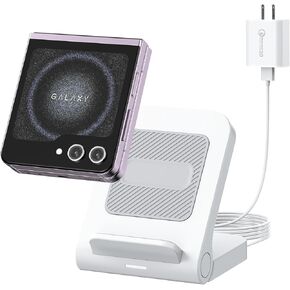 Geyo Wireless Charger for Samsung Galaxy Z Flip, 15W Fast Travel Wireless Charger Stand for Galaxy Z Flip6/Z Flip5/Z Flip4/Z Flip3, 5W for Motorola Razr+, Non-Fold, Black(QC3.0 Adapter Included)