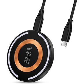 15W Magnetic Wireless Charger Pad for iPhone 16e 16 Pro Max 15/15 Pro/15 Plus/14 13 12,Samsung Galaxy S25 Ultra S24 FE S23 S22 S21, Fast MagSafe Charging Stand Kickstand Android Phone Holder