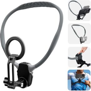 Beviliu Magnetic Neck Phone Holder for Recording, Hands Free POV/Vlog Neck Mount with Chest Strap, Video Filming for Cooking/Riding, Content Creator for iPhone 16 15 14 13 12 Android GoPro Insta360