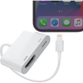 Lightning to HDMI Adapter for iPhone[Apple MFi Certified], Digital AV Audio Dongle,1080P Sync Screen Cable with Lightning Charging Port for iPhone 14/13/12/11/ X/ 8/7/ iPad on HDTV/Projector/Monitor