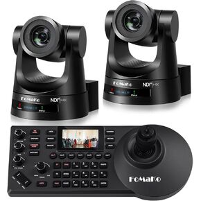 FoMaKo PTZ Camera 20X Optical Zoom NDI PTZ Bundle with PTZ Controller PoE Keyboard,Contains 3 Items(KN20Ax2+KC608)