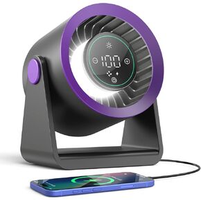 Ausic Desktop Air Circulator Fan, Powerful Bedside Turbo Fans for Cooling and Sleep, Ultra Quiet, 15200mAh Battery Operated, with Nightlight, LED Display, 105° Tilt, 0-100% Speed, Home Office Use