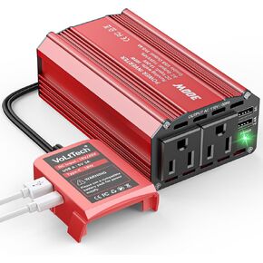 300W Power Inverter 20V to 110V for Dewalt Battery: VoLtTech Battery Inverter DC Charger Adapter with 2 AC Outlet & 2 USB Ports for Car, Vehicles, Laptop, Computer, Phone, String Light, Fan