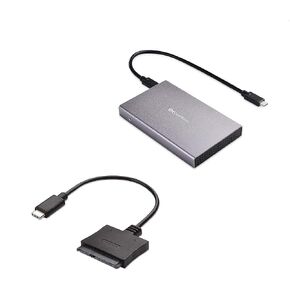 Cable Matters Premium Aluminum 10Gbps Gen 2 USB C Hard Drive Enclosure for 2.5" SSD/HDD with USB-C and USB-A Cables - Thunderbolt 3 Port Compatible & USB C to SATA Adapter