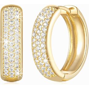 Al&Tiffy 14K Gold Hoop Earrings for Women Small Hoops Earrings for Women Cubic Zirconia Hoop Earring Subtlety and Statement Chunky and Thick Gold Earring 20 mm