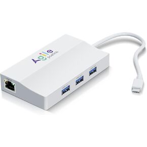 PoE to USB C Hub, USB-C to Ethernet Multiport Adapter Plug & Play, 5 in 1 (Gigabit Ethernet, 23W Powered by POE 802.3at, 3*USB 3.0) to Type-C Adapter for Smart Phone/Tablet