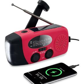 Emergency Weather Radio AM/FM/NOAA with 2000mAh, Portable Hand Crank Radio with Phone Charger, USB Charged, 3 LED Flashlight, Emergency Battery Radio with SOS for Indoor/Outdoor Emergency (Red)