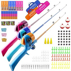 3 Packs Kids Fishing Pole, Telescopic Fishing Rod, Toddler Collapsible Fishing Rod and Reel Combo with Tackle Box, Fishing Line and Soft Lures for Boy, Girl, Youth, Beginner, Over 4 Years Old