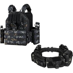 YAKEDA Tactical Quick Release Vest for Training with Tactical Battle Belt